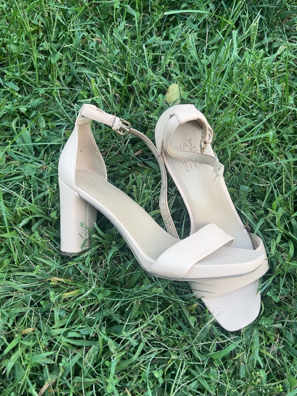 Naturalizer Women's Nude Block Heel Ankle-Strap Sandals